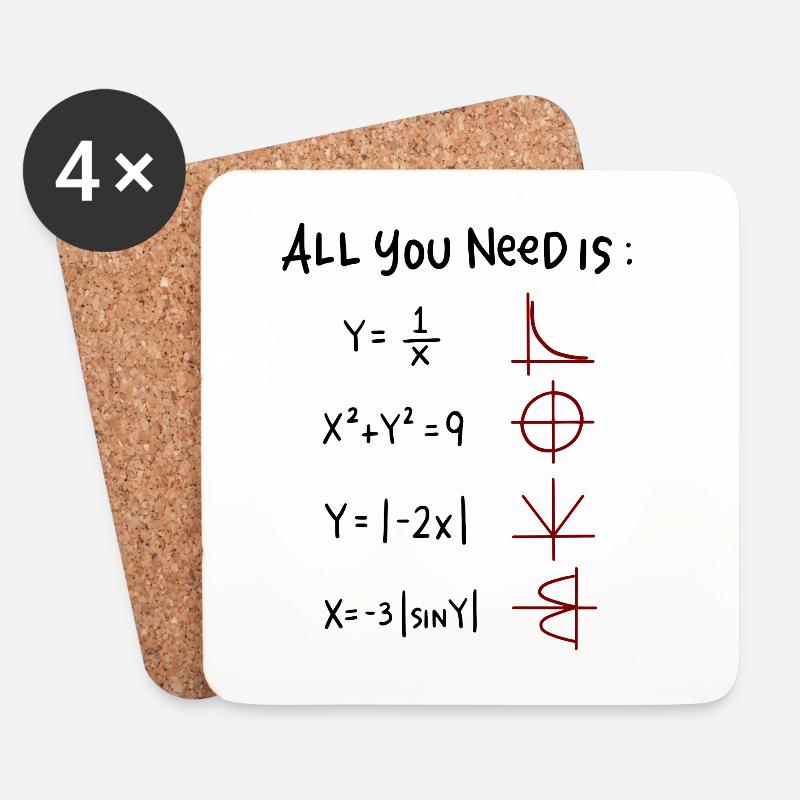 All you need is Love Mathe Winkelfunktionen - Untersetzer (4er-Set) - Weiß