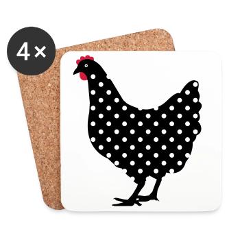 Chicken hen spotted - Coasters (set of 4) - white - Front