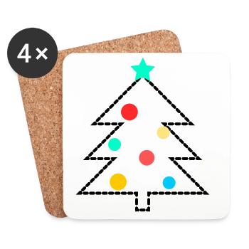 NOËL. JOYEUX NOËL. MERRY CHRISTMAS. NOUVEL AN - Dessous de verre (lot de 4) - blanc - Devant