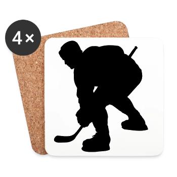 ice hockey shadow image logo for fan club - Coasters (set of 4) - white - Front