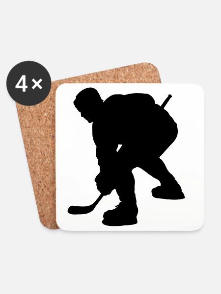 Eishockey Schattenbild Logo für Fanclub - Untersetzer (4er-Set) - Weiß