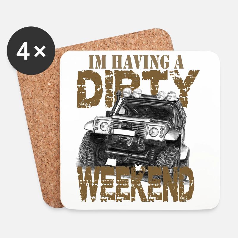 Defender Geschenk Vater Dad Dirty Weekend - Untersetzer (4er-Set) - Weiß