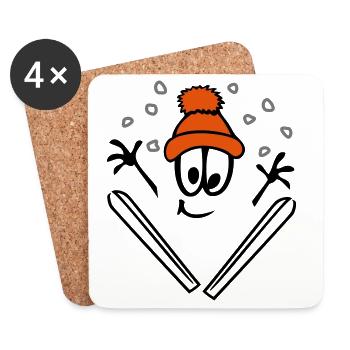 Winter sports ski jumpers - Coasters (set of 4) - white - Front