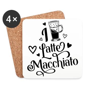 Ich Liebe Latte Macchiato Kaffee - Untersetzer (4er-Set) - Weiß - Vorne