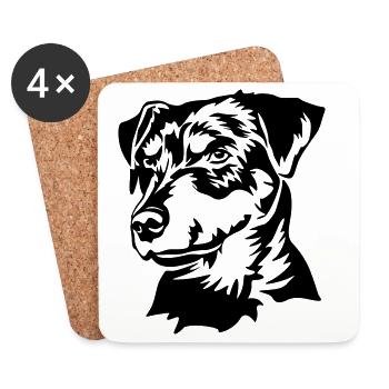 Deutscher Jagdterrier Kopf - Untersetzer (4er-Set) - Weiß - Vorne