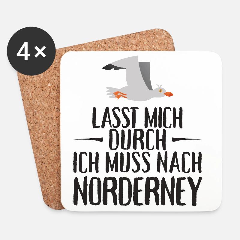 Lasst mich durch ich muss nach Norderney Möwe - Untersetzer (4er-Set) - Weiß