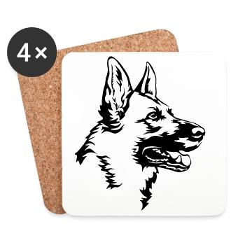 German shepherd head - Coasters (set of 4) - white - Front