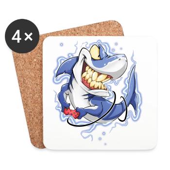 Requin - Dessous de verre (lot de 4) - blanc - Devant