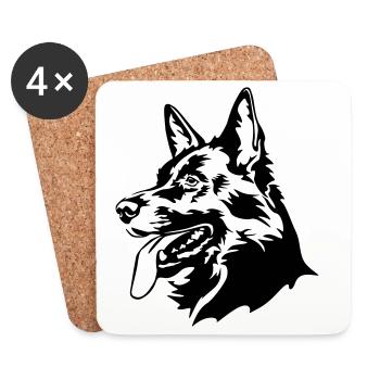 German shepherd head - Coasters (set of 4) - white - Front