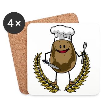 Kartoffel Koch Küche kochen Speise Restaurant - Untersetzer (4er-Set) - Weiß - Vorne