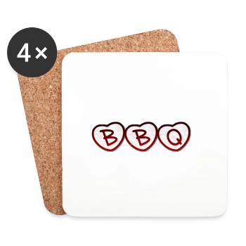 Cœurs de la saison du barbecue toujours - Dessous de verre (lot de 4) - blanc - Devant