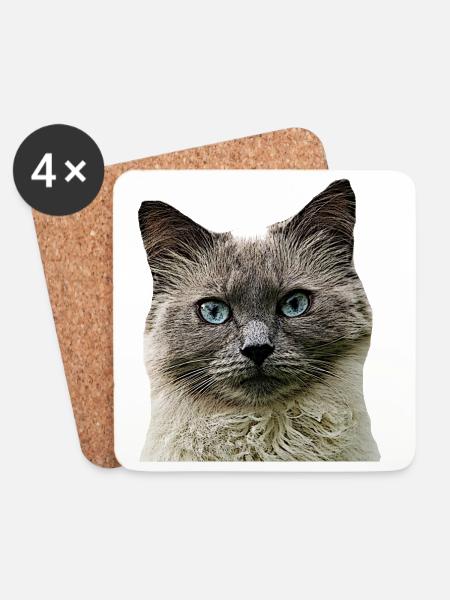 Cat Cats cat Cats Cat Head - Coasters (set of 4) - white
