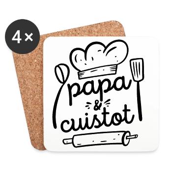 Papa et Cuistot Cadeau Papa Cuisine Barbecue - Dessous de verre (lot de 4) - blanc - Devant