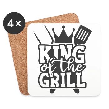 King Of The Grill BBQ Saying Design - Coasters (set of 4) - white - Front