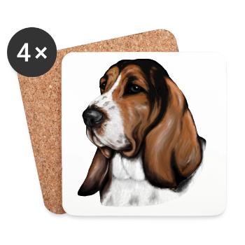 Basset Portrait - Untersetzer (4er-Set) - Weiß - Vorne