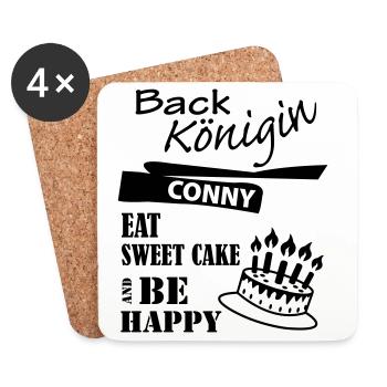 Backkönigin Conny - Untersetzer (4er-Set) - Weiß - Vorne