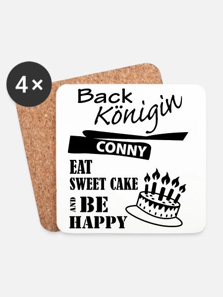 Backkönigin Conny - Untersetzer (4er-Set) - Weiß