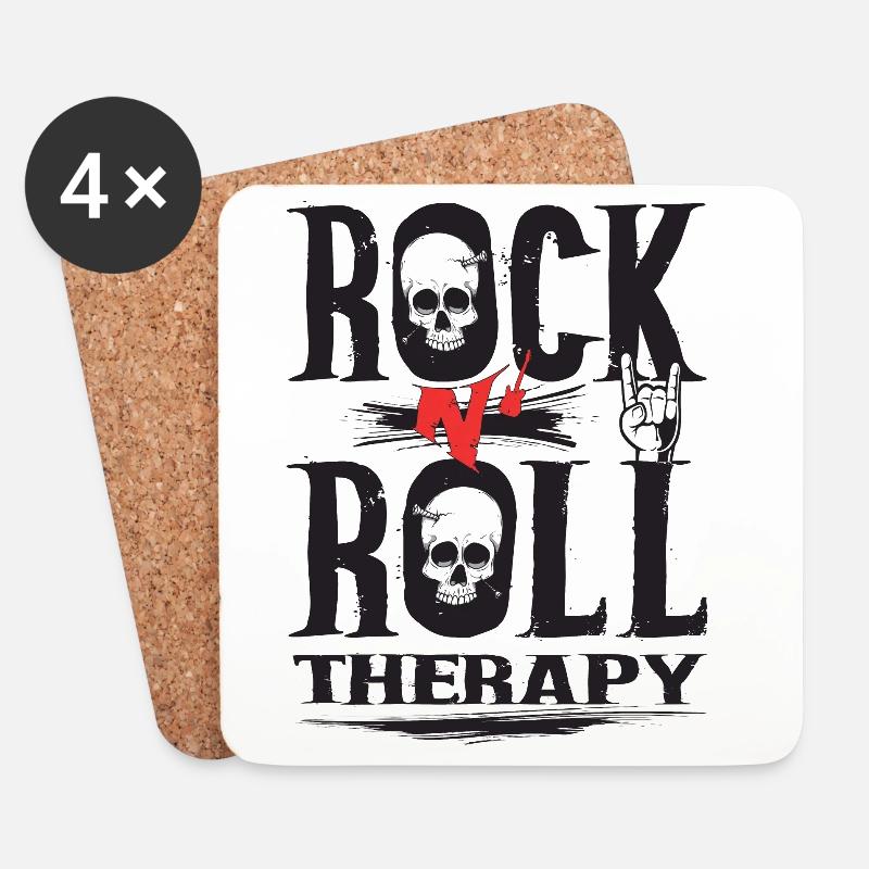 Rock n Roll therapy - Untersetzer (4er-Set) - Weiß