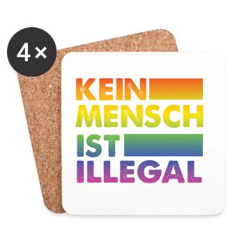 Kein Mensch ist illegal Regenbogen Menschenrechte - Untersetzer (4er-Set) - Weiß - Vorne