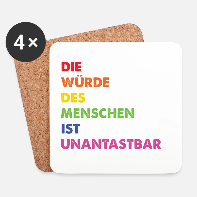 Menschenrechte Regenbogen Grundgesetz - Untersetzer (4er-Set) - Weiß