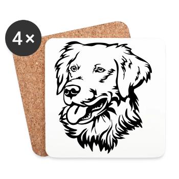 Golden Retriever Head - Coasters (set of 4) - white - Front