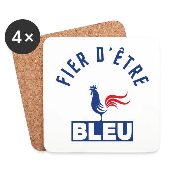 fier d'être Bleu (homme garçon) équipe de France - Dessous de verre (lot de 4) - blanc - Devant