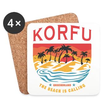 Korfu Griechenland Beach Design - Untersetzer (4er-Set) - Weiß - Vorne