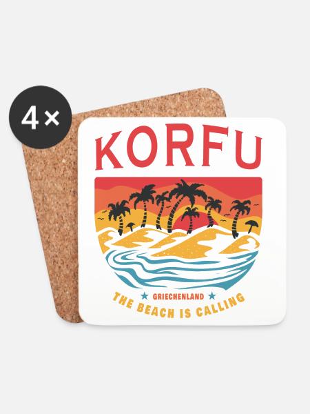 Korfu Griechenland Beach Design - Untersetzer (4er-Set) - Weiß