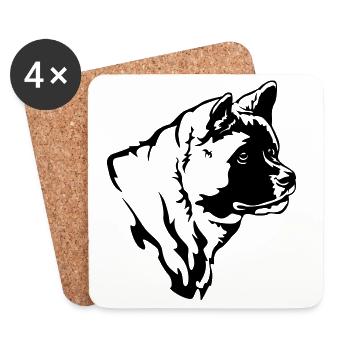 Amériques Akita Tête - Dessous de verre (lot de 4) - blanc - Devant