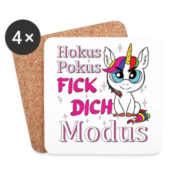 Hokus Pokus Fick Dich Modus Einhorn - Untersetzer (4er-Set) - Weiß - Vorne