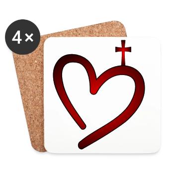 Christlicher Glaube - KREUZ LIEBE RELIGION - Untersetzer (4er-Set) - Weiß - Vorne