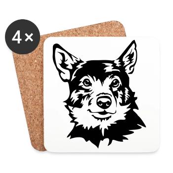 Swedish wall dog - Coasters (set of 4) - white - Front