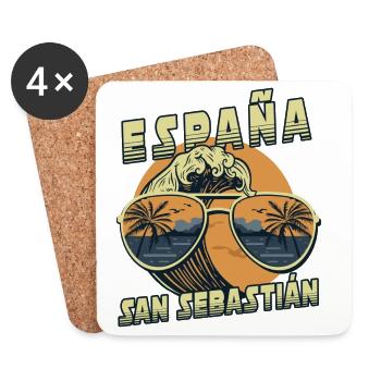 San Sebastian Spanien Beach Design - Untersetzer (4er-Set) - Weiß - Vorne