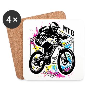 VTT - Vélo de montagne coloré - Mountain Biker - Dessous de verre (lot de 4) - blanc - Devant