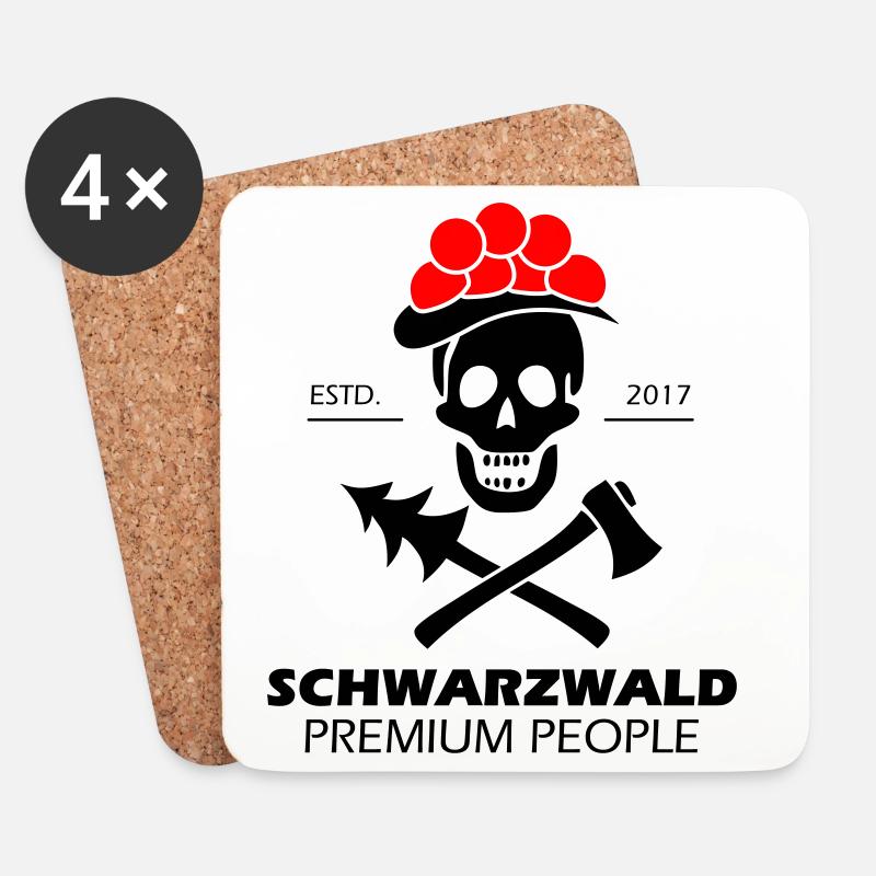 Schwarzwald Totenkopf Bollenhut - Premium Design - Untersetzer (4er-Set) - Weiß