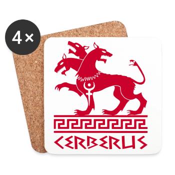 Red cerberus dog - Coasters (set of 4) - white - Front