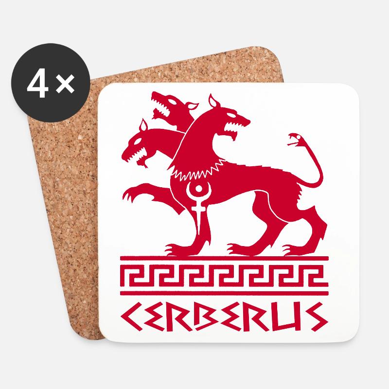 Roter Cerberus-Hund - Untersetzer (4er-Set) - Weiß
