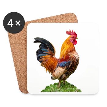 proud male rooster. Cropped,Chef icon - Coasters (set of 4) - white - Front