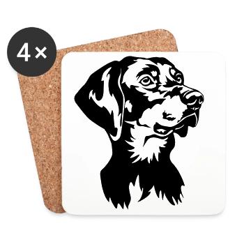 Tête de Brandlbracke - Dessous de verre (lot de 4) - blanc - Devant