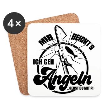 Farbe änderbar | Angel Mir reichts ich geh Angeln. - Untersetzer (4er-Set) - Weiß - Vorne