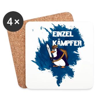 Einzelkämpfer Wikinger-Pinguin - Untersetzer (4er-Set) - Weiß - Vorne