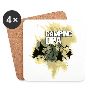 Camping Opa Zelt Wald Berge - Untersetzer (4er-Set) - Weiß - Vorne