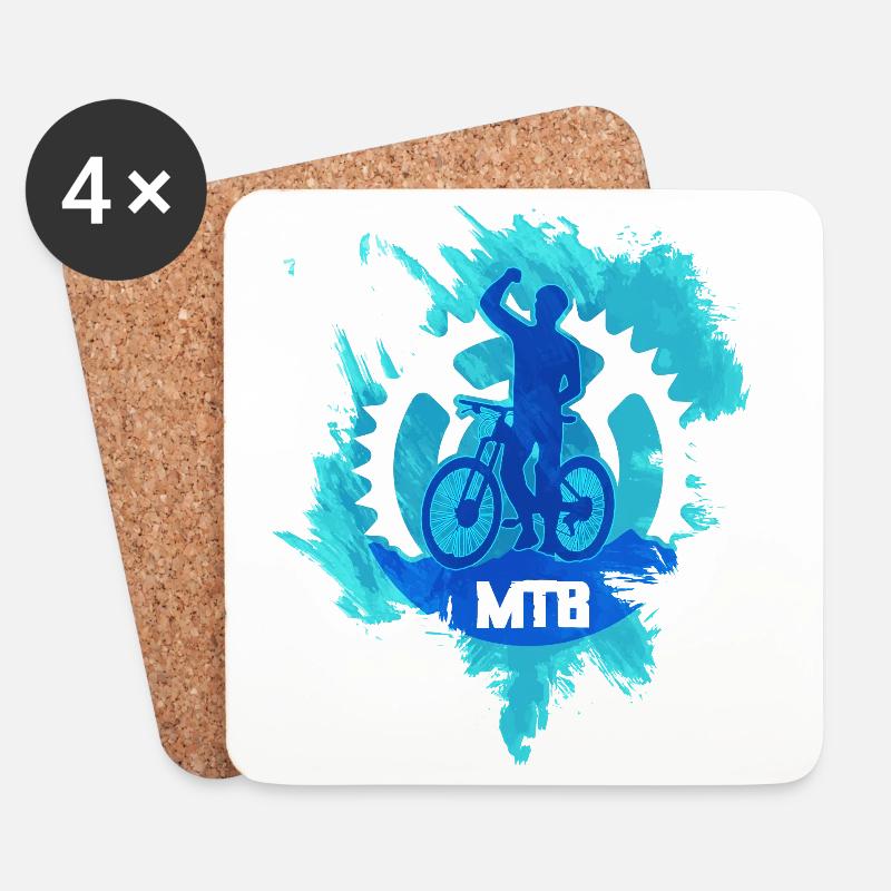 MTB Mountainbike - Untersetzer (4er-Set) - Weiß