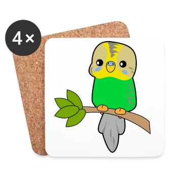 Perroquet budgerigar - Dessous de verre (lot de 4) - blanc - Devant