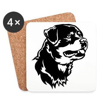 Rottweiler Head - Coasters (set of 4) - white - Front