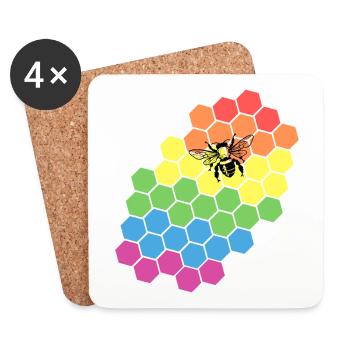 Regenbogen Imker Geschenk - Untersetzer (4er-Set) - Weiß - Vorne