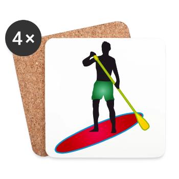 Stand up paddling - Man with paddle board - Coasters (set of 4) - white - Front