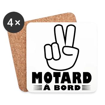 motard à bord cadeau moto - Dessous de verre (lot de 4) - blanc - Devant