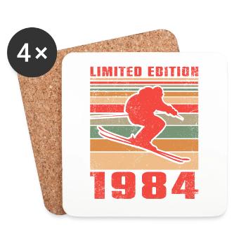 Ski de fond Anniversaire du skieur 1984 - Dessous de verre (lot de 4) - blanc - Devant
