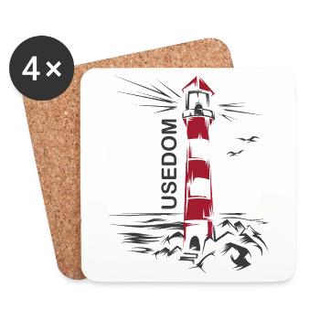 Phare Lac Usedom Vacances mer Rouge Blanche Mer Baltique - Dessous de verre (lot de 4) - blanc - Devant